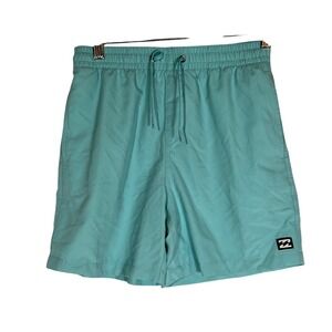 Billabong Swim Trunks Shorts Aqua Blue Elastic Waist Beach Surf Casual Mens‎